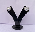 Pearl Heart Stud Earrings | Crystal Halo Design (Silver)