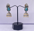 Turquoise Stone Oxidized Jhumka Earrings