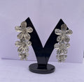 Silver Floral Statement Drop Earrings for Women