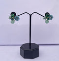 Green  Floral Pearl Stud Earrings | Korean Style 3D Cluster