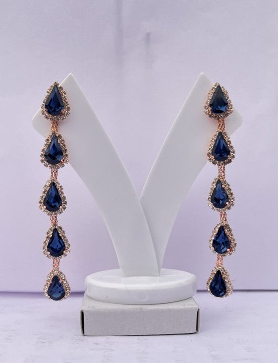 Royal Blue Crystal Drop Earrings for Women